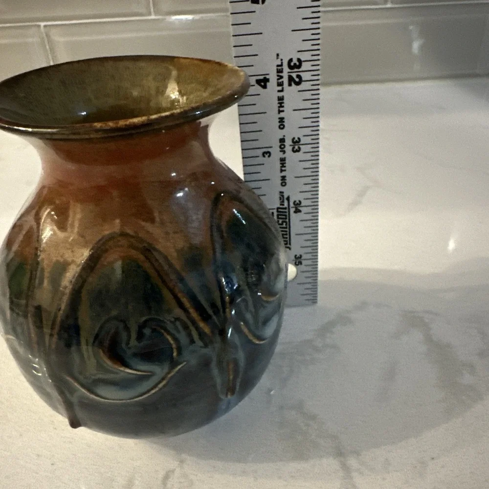 Castle‎ Arch Pottery Blue Brown Pot Vase Handmade In Kilkenny Ireland